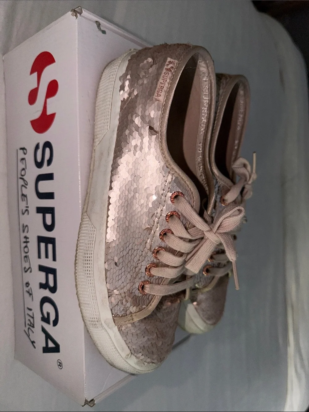 Superga Rose Gold Sequin Women's Sneakers